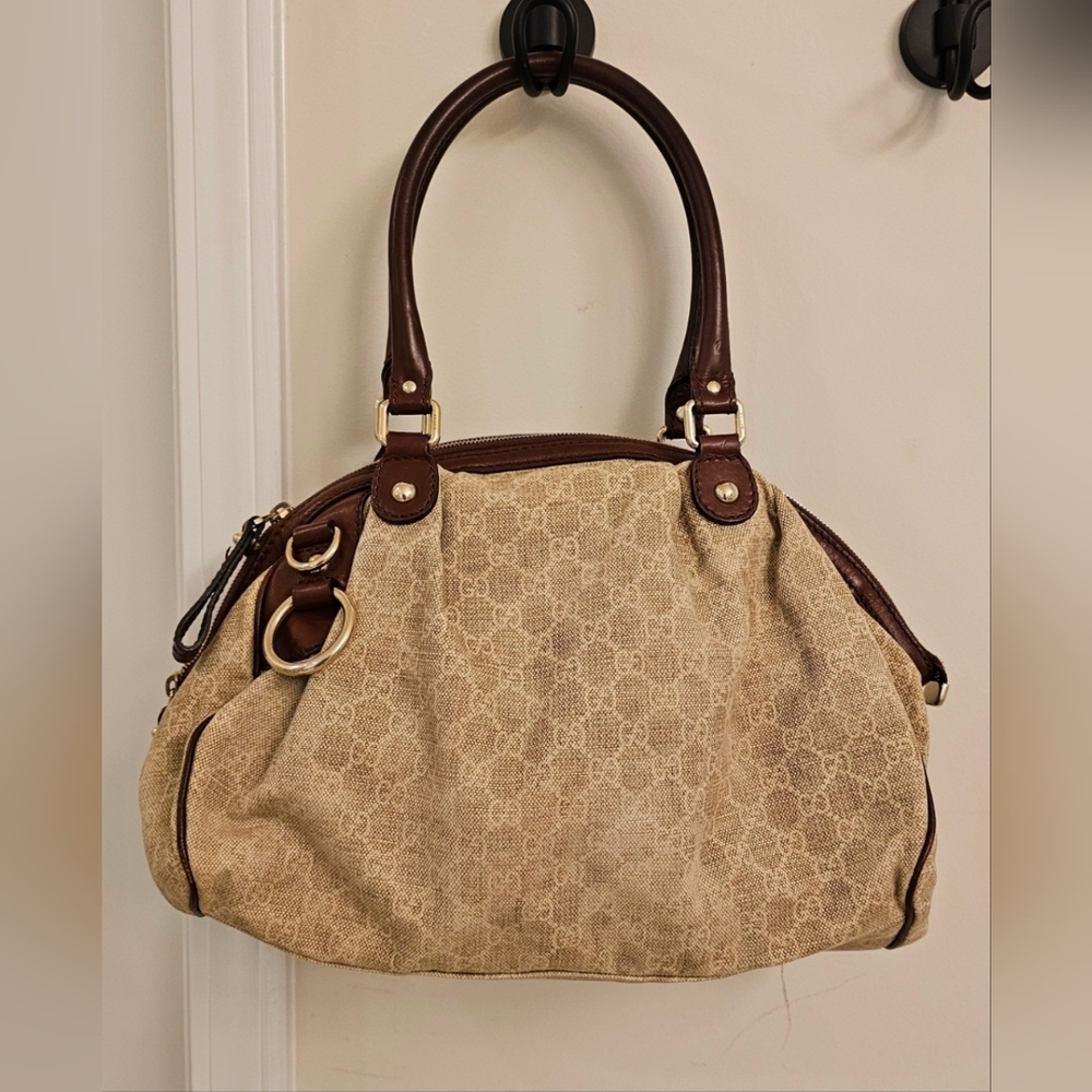 GUCCI Monogram Sukey Medium Brown Shoulder Bag